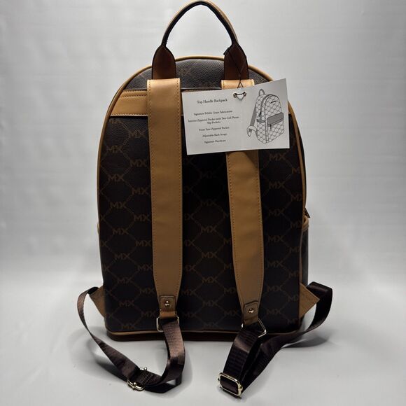 Max studio Chocolate Brown Pebble Grain Top Handle Backpack W/ Front Pocket